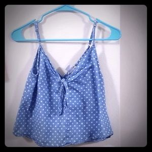 Tie front polka dot tank top🌻
